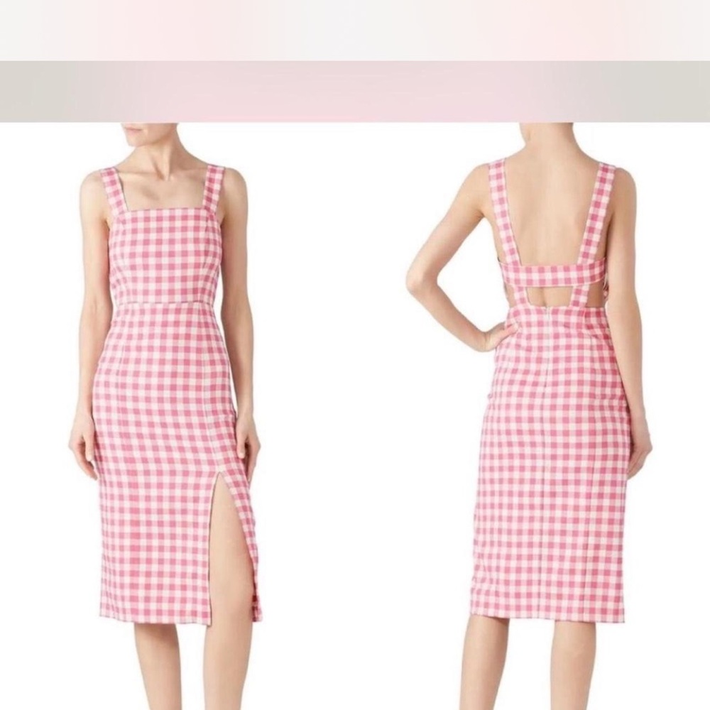 Finders keepers midi pink Gingham Sleeveless Dress